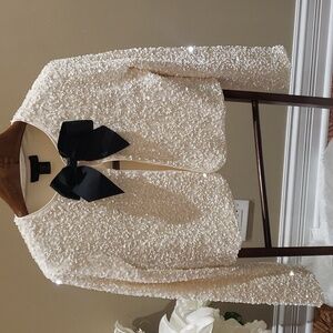 Nwt House of Harlow ecru sequin top Large